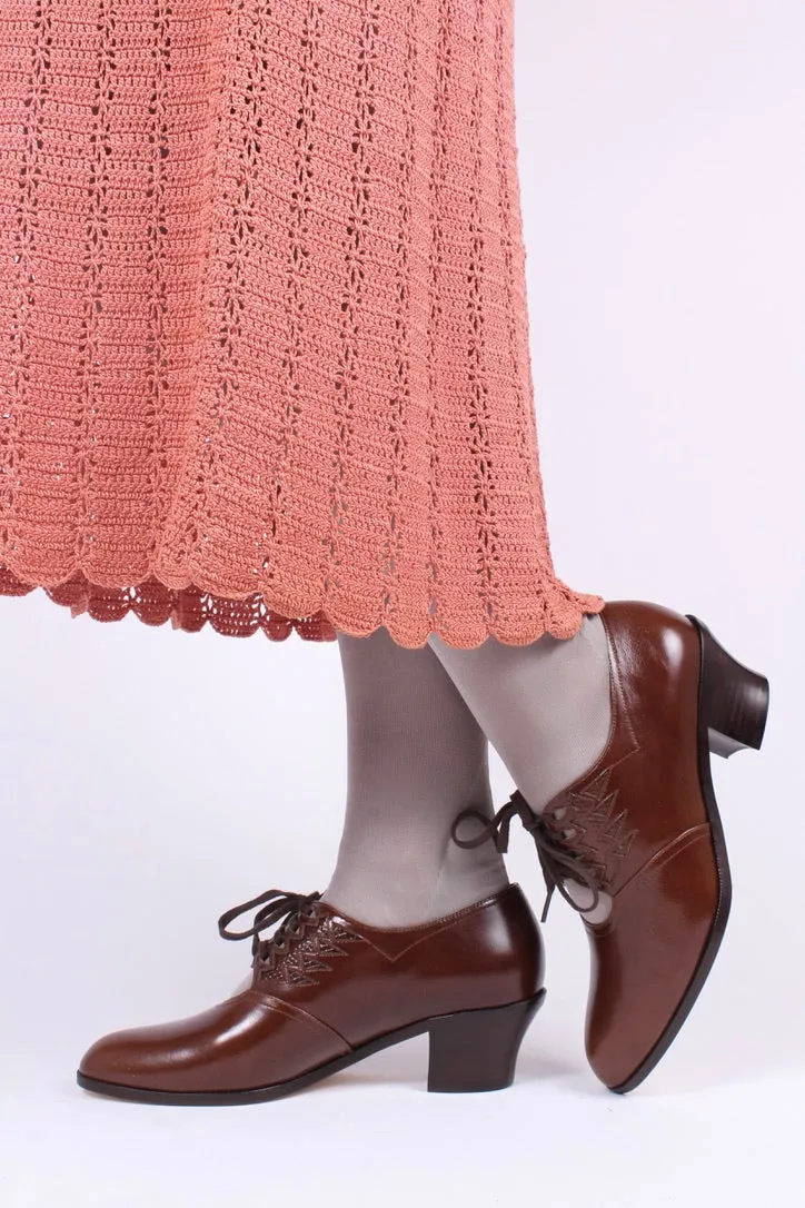 1930s everyday Oxford shoes, brown, Emma