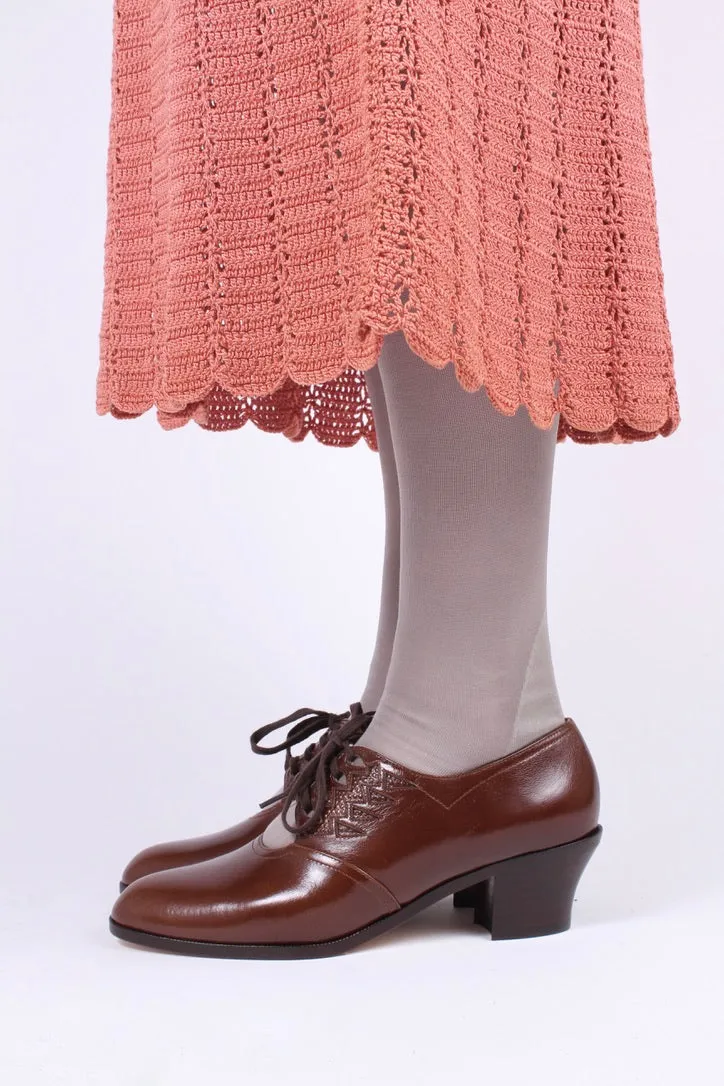 1930s everyday Oxford shoes, brown, Emma