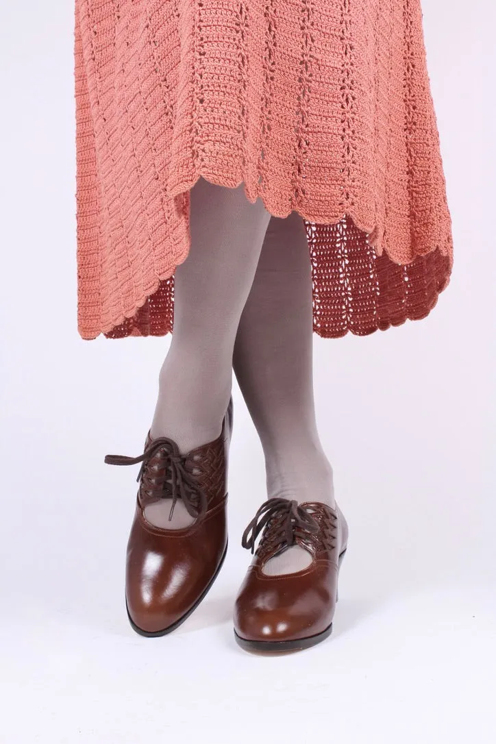 1930s everyday Oxford shoes, brown, Emma