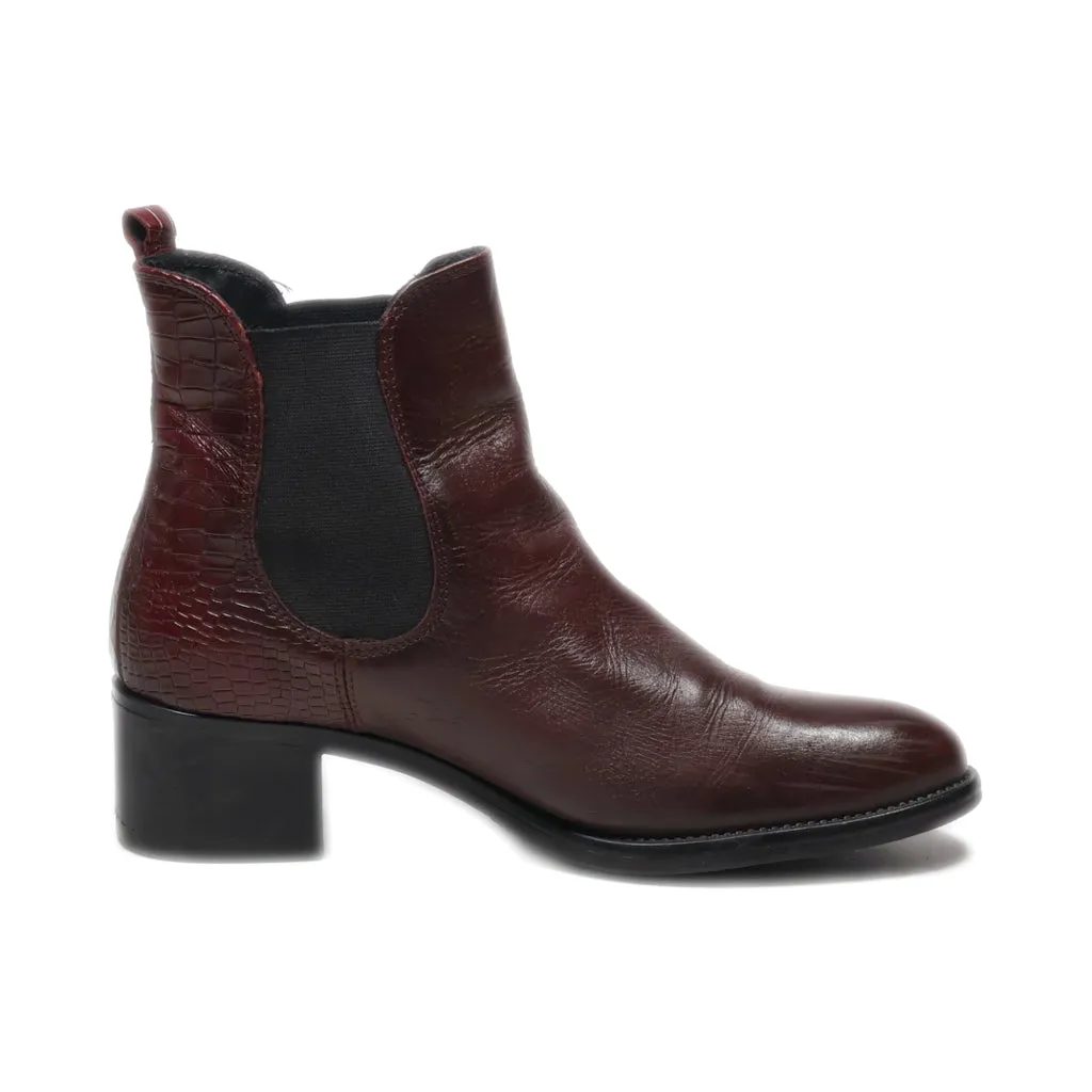 5Th Avenue Ankle Boots Leather Maroon Colour For Women