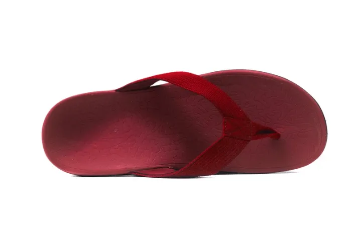 Axign Premium Orthotic Flip Flops with Arch Support – Wine Red (Womens)