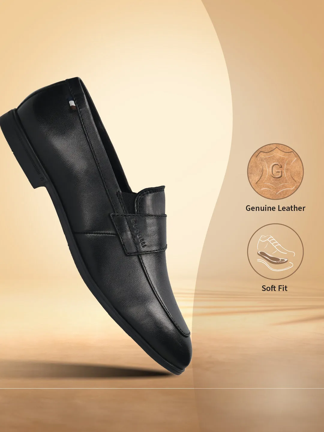 Bugatti Black Premium Leather Slip-On