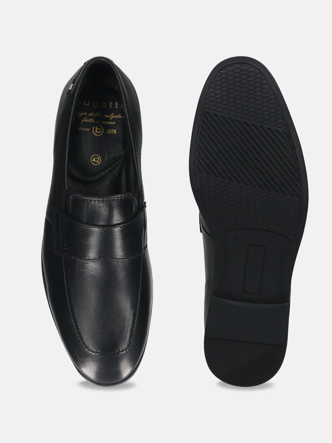 Bugatti Black Premium Leather Slip-On