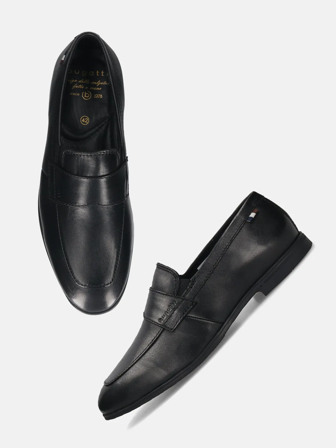 Bugatti Black Premium Leather Slip-On
