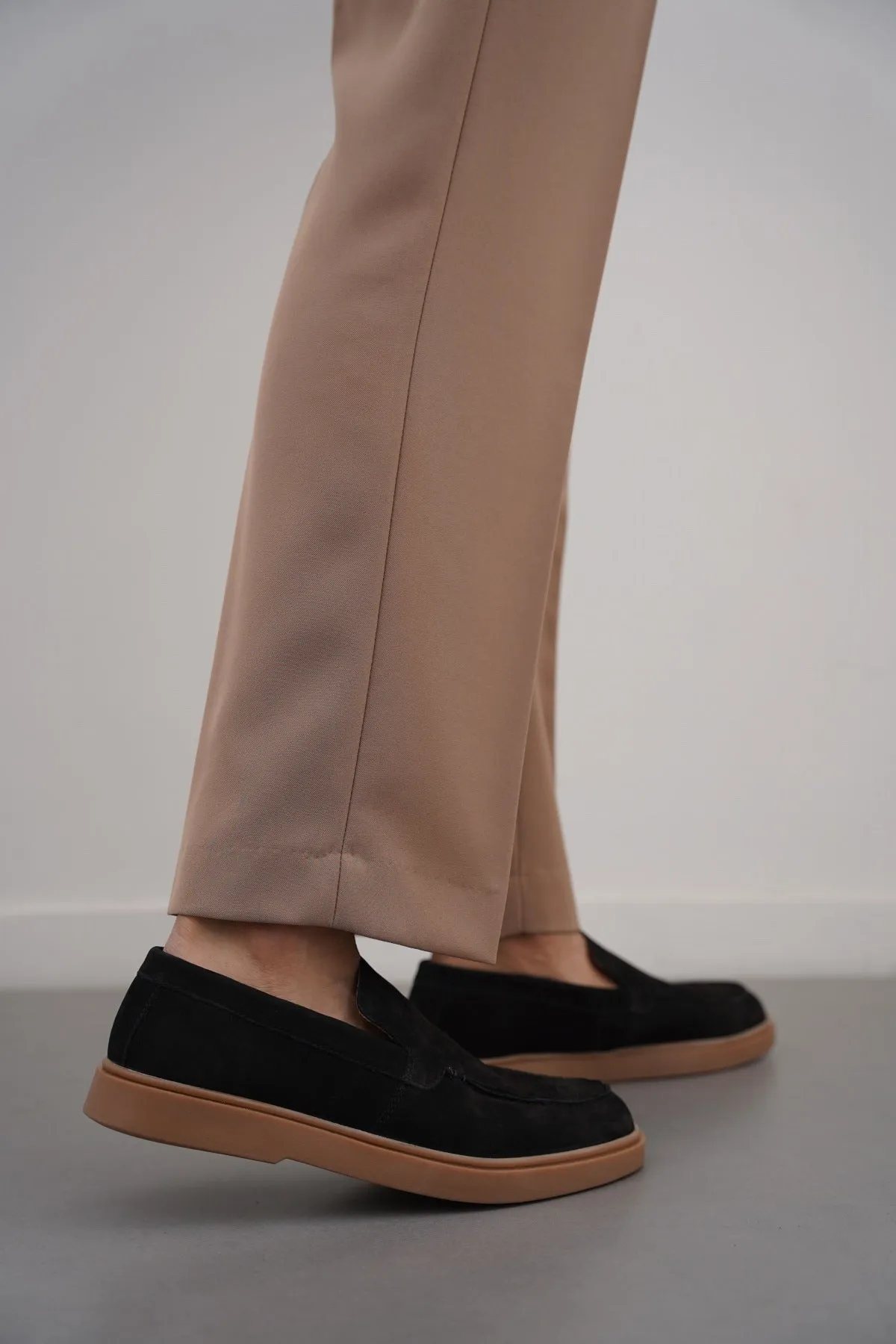 NUBUCK LEATHER SLIP-ON LOAFERS