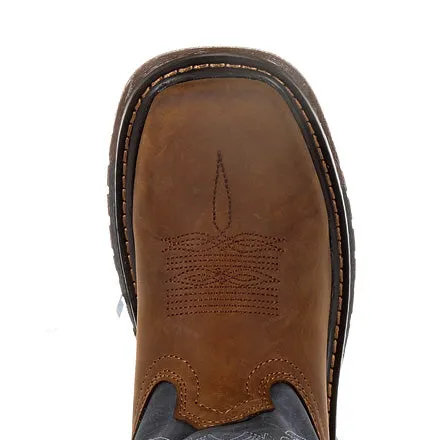 Rocky Little Kid's Brown and Blue Square Toe Boot