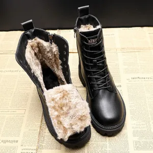 Stylish and durable black leather winter boots