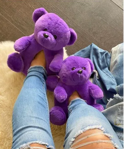 Teddy Bear Slippers Lavender - Plush-01
