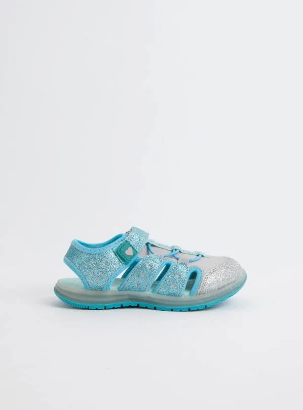 Tu Girls Blue Glittery Light Up Adventure Sandals