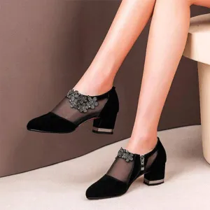 Women'S Chunky Mesh High Heels 13746162