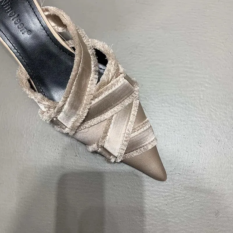 Women's Pointed Toe Kitten Heels Mules
