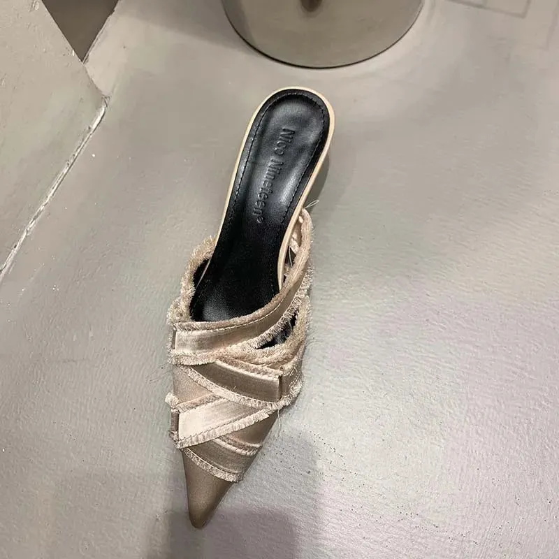 Women's Pointed Toe Kitten Heels Mules