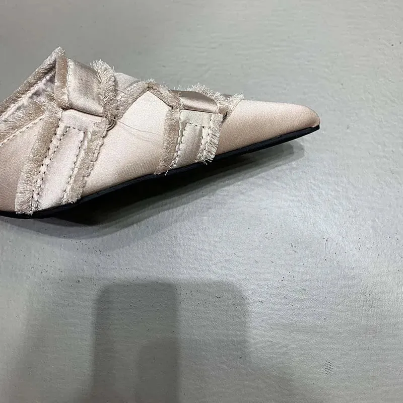 Women's Pointed Toe Kitten Heels Mules